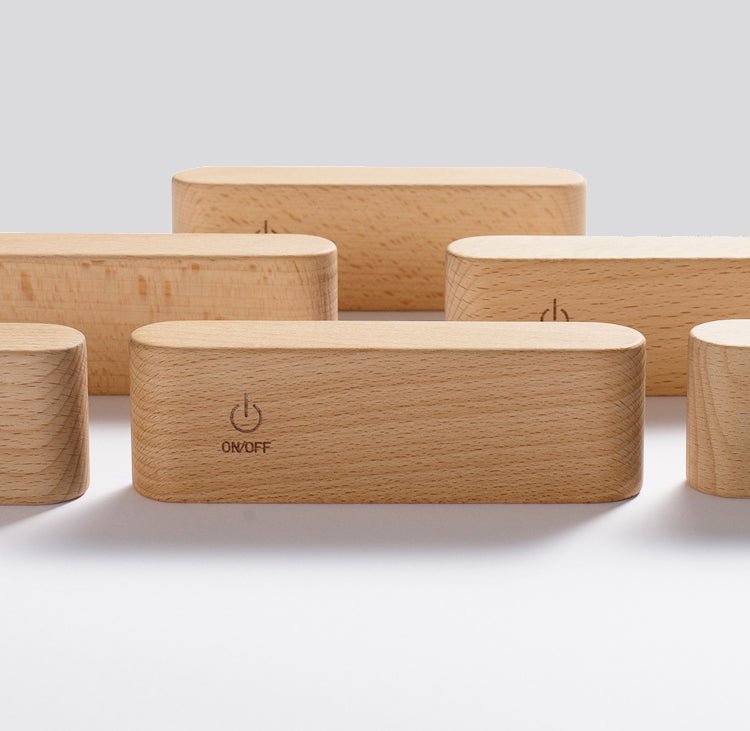 Simplicidad nórdica Luces de madera de madera Rectatable Rectangular Creative LED Lámpara de pared para dormitorio