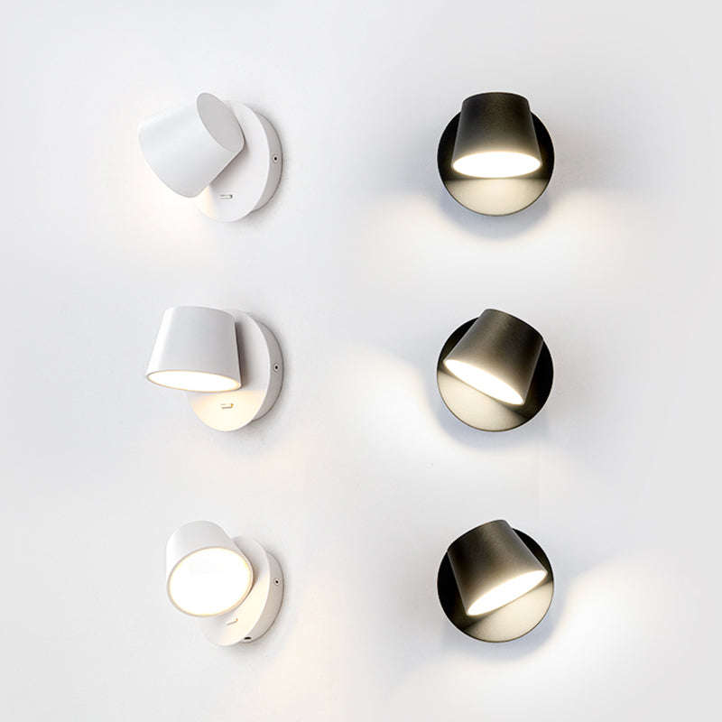 350 ° roteerbare cilindrische LED -wandlamp eigentijds minimalisme Bedide LED leeslampje met onafhankelijke schakelaarontwerp