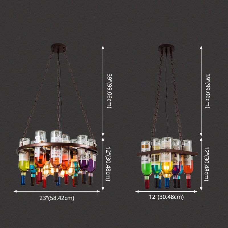 Muti-Farben-Decke Kronleuchter Anhänger Industriemetallflaschen Anhänger Deckenleuchte Lampe