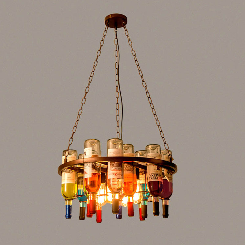 Lámpara de techo de araña de techo de color muti botellas de metal industrial lámpara de techo