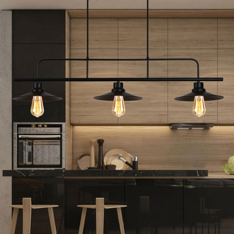 Metal 3 Lights Island Pendant Lighting Flared Industrial Island Light Fixtures for Dining Room