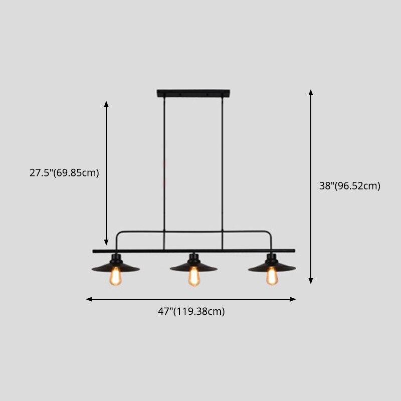 Metal 3 Lights Island Pendant Lighting Flared Industrial Island Light Fixtures for Dining Room