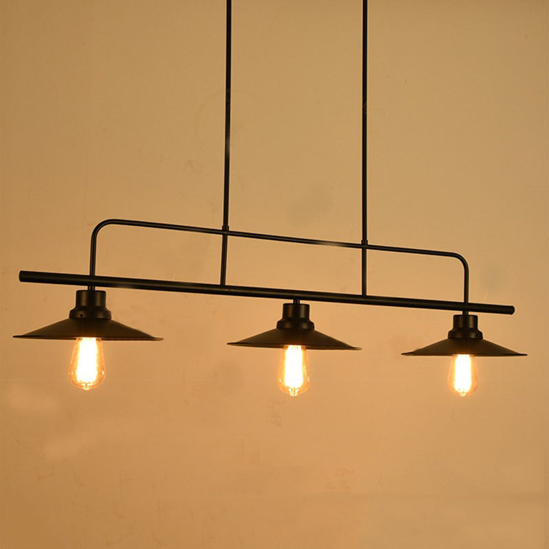 Metal 3 Lights Island Pendant Lighting Flared Industrial Island Light Fixtures for Dining Room