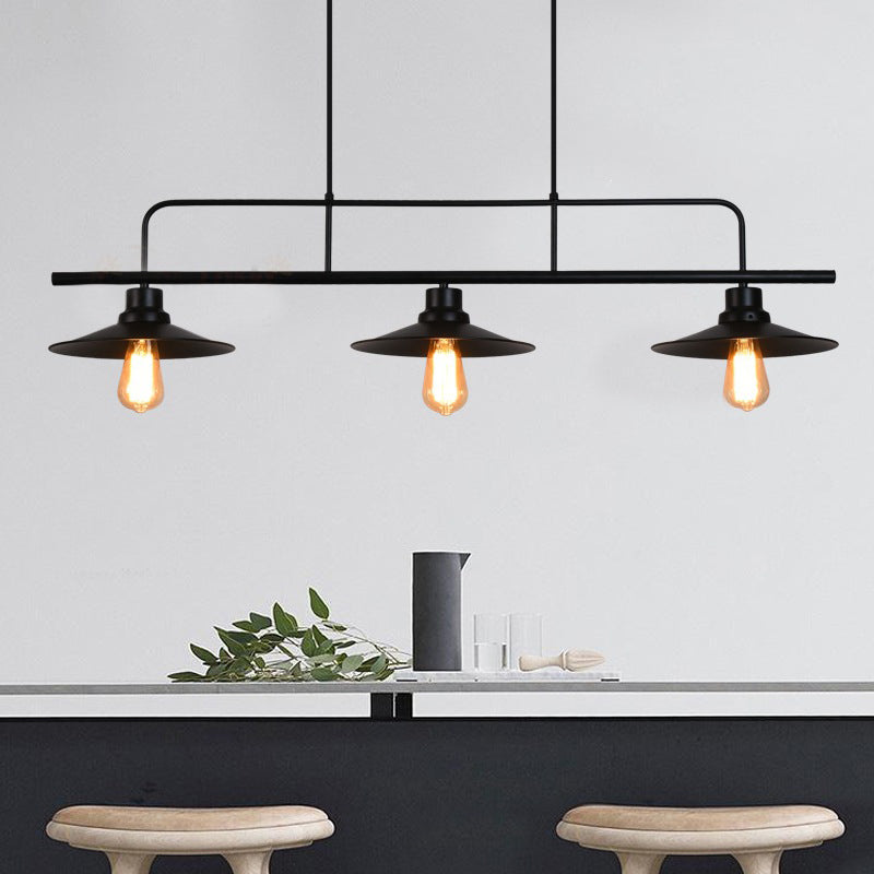 Metal 3 Lights Island Pendant Lighting Flared Industrial Island Light Fixtures for Dining Room
