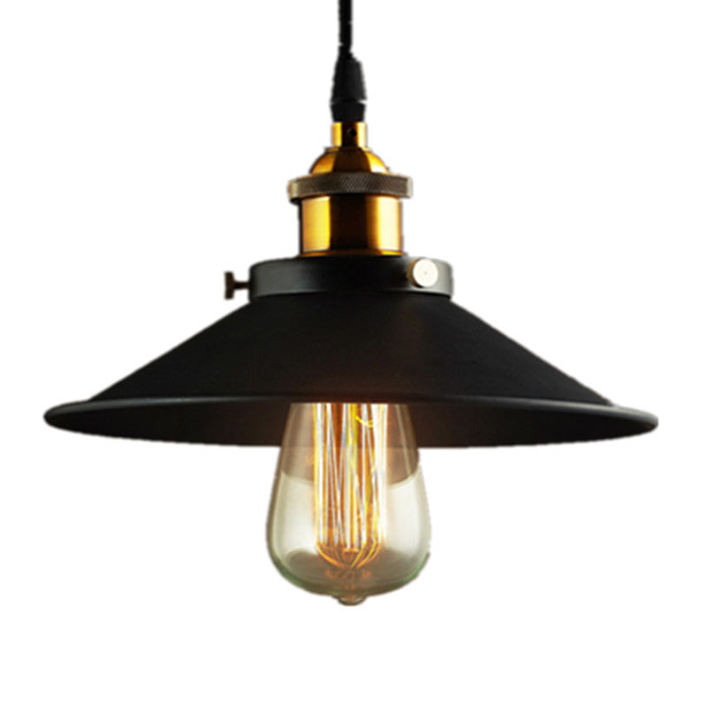 Black 1-Light Semi Flush Mount in Industrial Concise Style Wrought Iron Ceiling Fixture for Corridor
