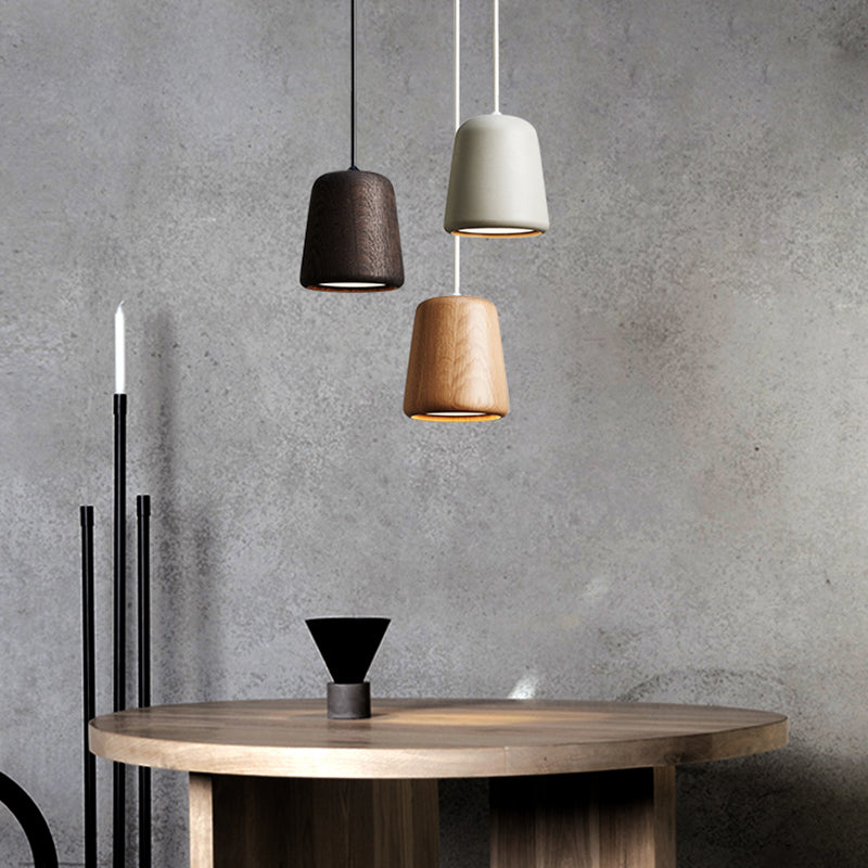 Tapered Dining Room Pendulum Lamp Wooden 1 Bulb Nordic Style Pendant Lighting Fixture