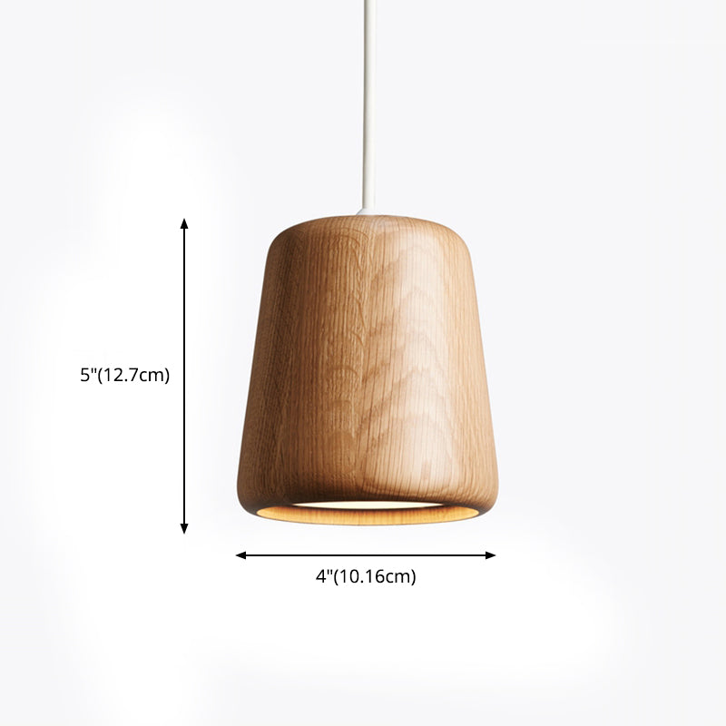 Tapered Dining Room Pendulum Lamp Wooden 1 Bulb Nordic Style Pendant Lighting Fixture