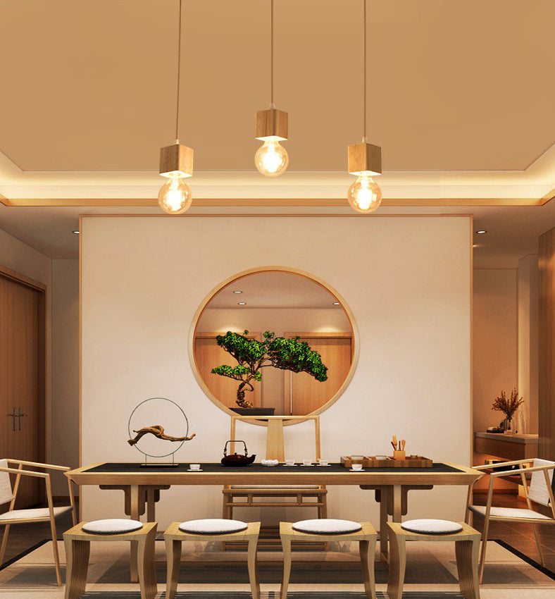 Petite salle à manger pendentif éclairage en bois 1 la tête simplicité de plafond suspendu