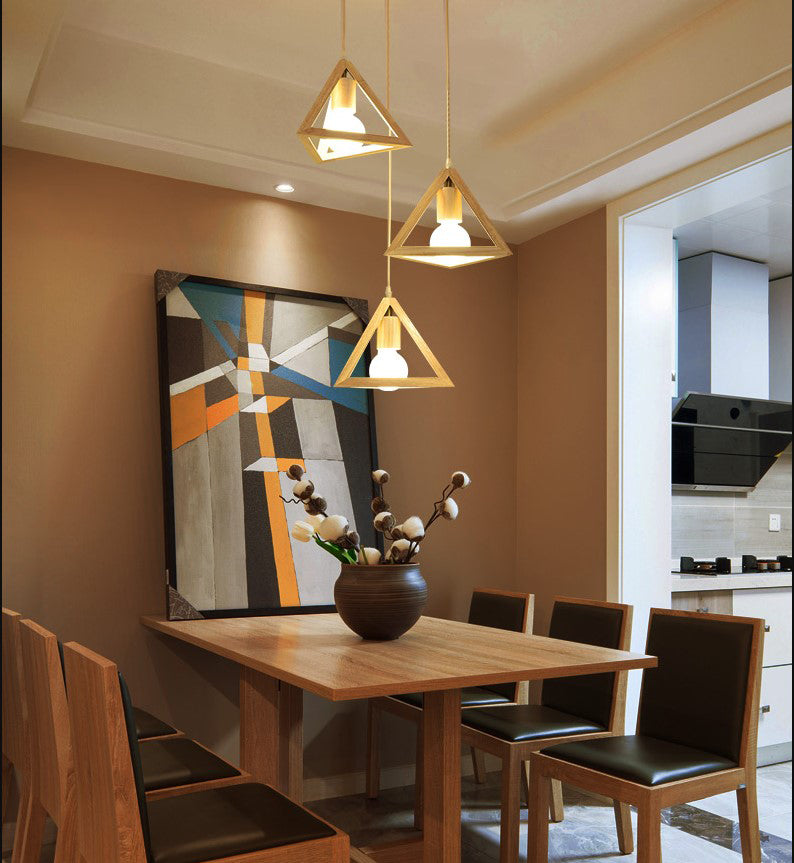 Petite salle à manger pendentif éclairage en bois 1 la tête simplicité de plafond suspendu