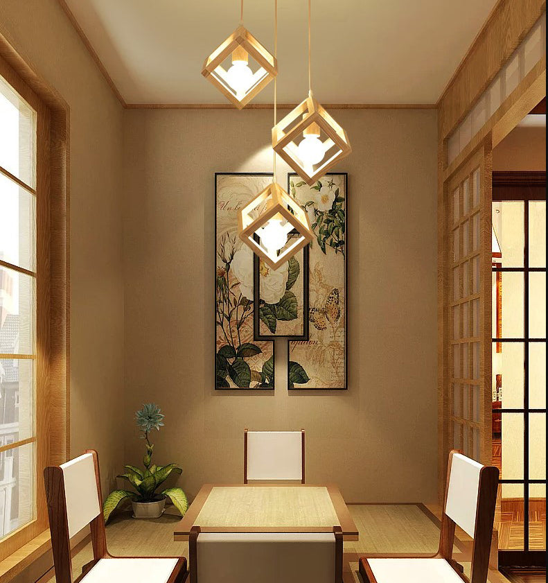 Petite salle à manger pendentif éclairage en bois 1 la tête simplicité de plafond suspendu