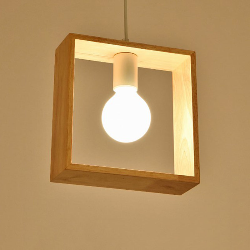 Houten geometrische hangende lamp Minimalistisch lampje met één bulb voor eetkamer