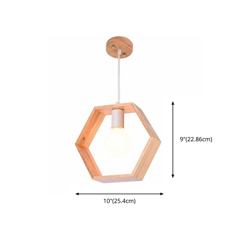 Houten geometrische hangende lamp Minimalistisch lampje met één bulb voor eetkamer