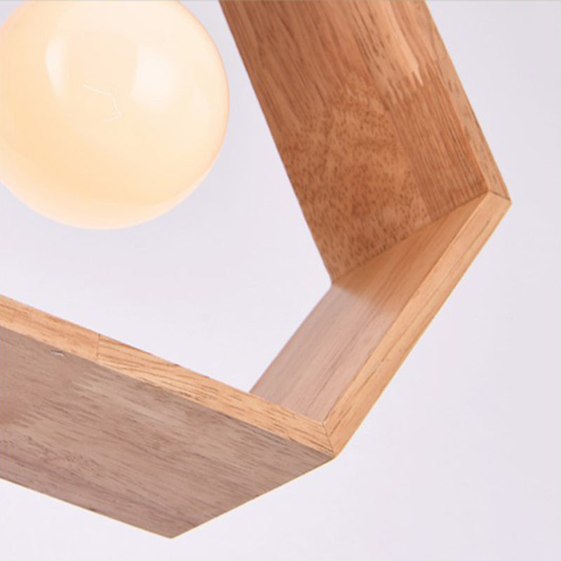 Houten geometrische hangende lamp Minimalistisch lampje met één bulb voor eetkamer