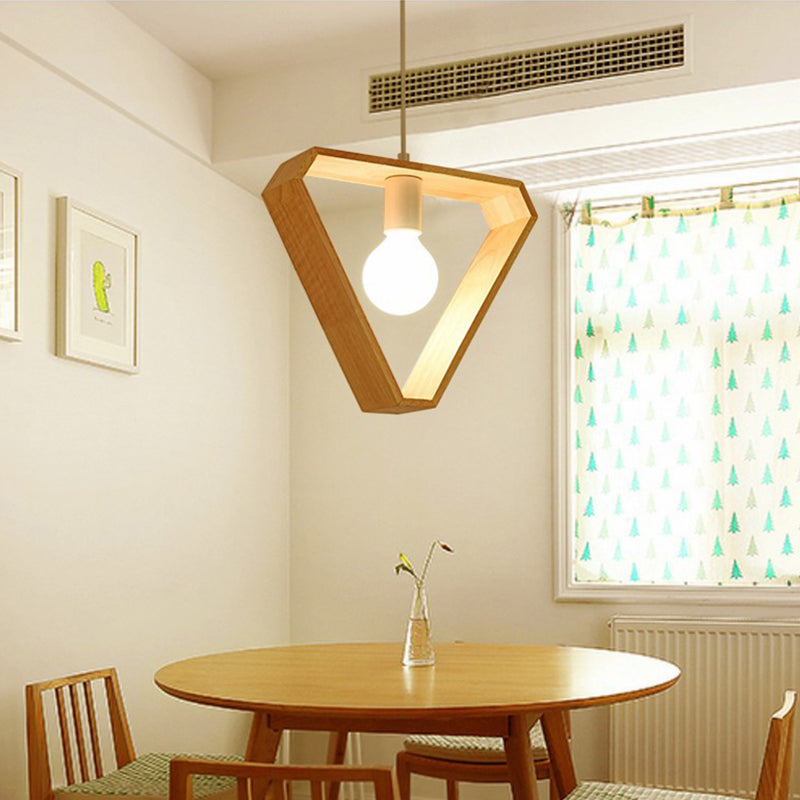 Houten geometrische hangende lamp Minimalistisch lampje met één bulb voor eetkamer