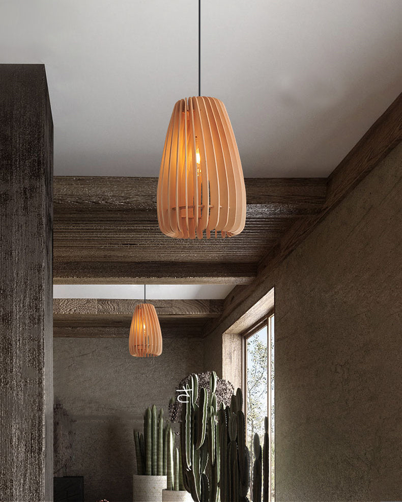 Lampada a sospensione a pendente a legna la luce del soffitto a 1 luce contemporanea per sala da pranzo