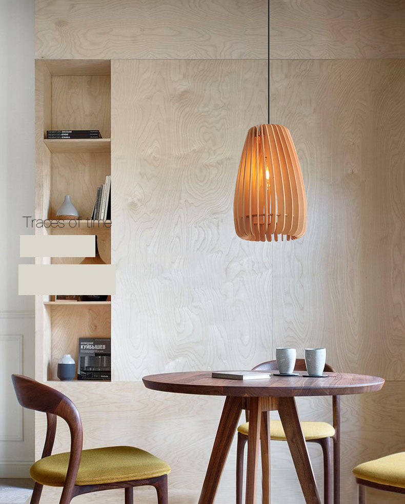 Lampada a sospensione a pendente a legna la luce del soffitto a 1 luce contemporanea per sala da pranzo
