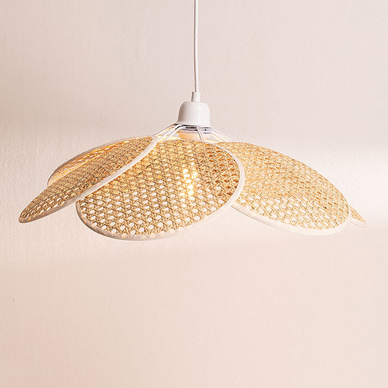 Modern Minimalist Style Symmetrical Pendant Lighting Fixtures Rattan 1 Light Pendant Light Kit for Living Room