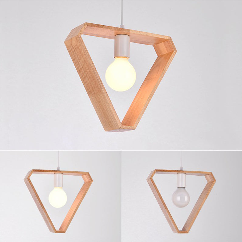 Houten geometrische hangende lamp Minimalistisch lampje met één bulb voor eetkamer