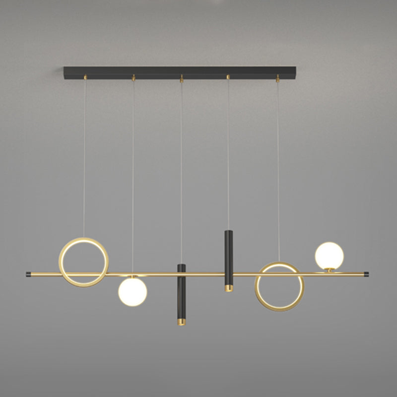 Luce a ciondolo a Linear Isola LED in ferro battuto in moderna luce gel di silice in stile di lusso in nero e oro