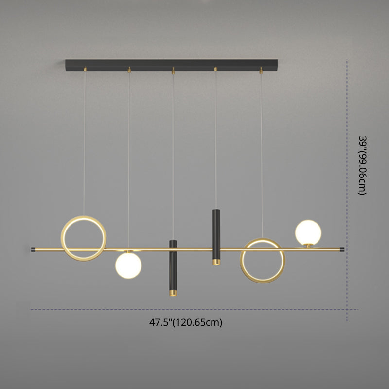 Luce a ciondolo a Linear Isola LED in ferro battuto in moderna luce gel di silice in stile di lusso in nero e oro