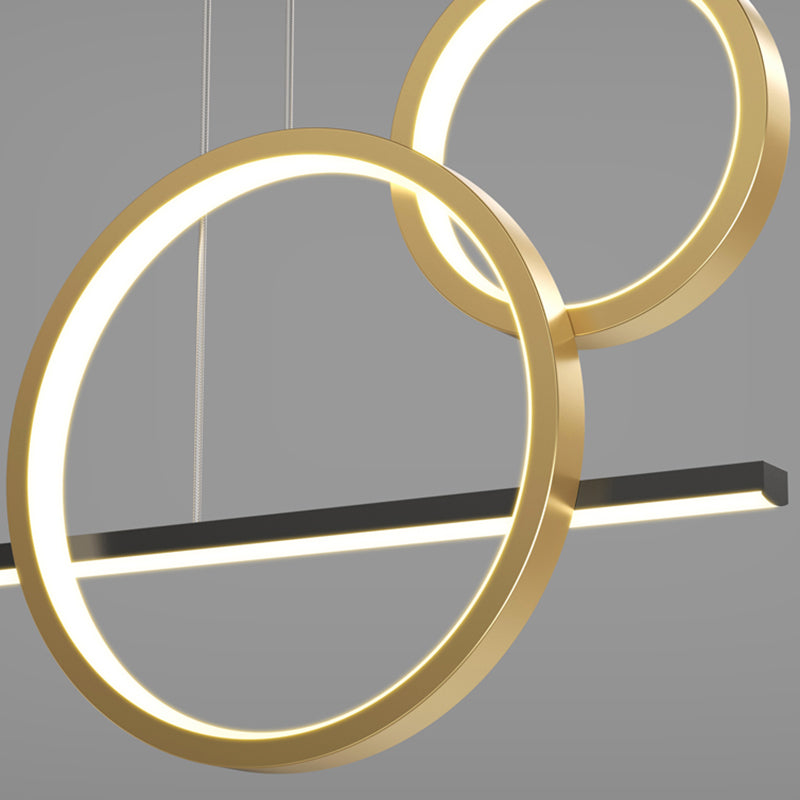 Luce a ciondolo a Linear Isola LED in ferro battuto in moderna luce gel di silice in stile di lusso in nero e oro