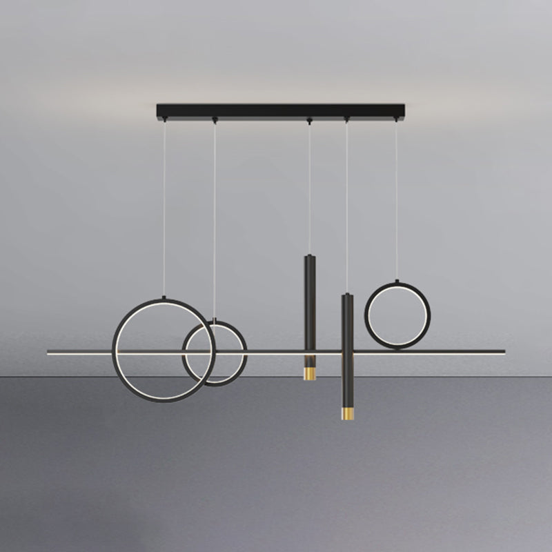 Luce a sospensione dell'isola a LED lineare in alluminio in moderna luce del soffitto in ferro battuto in stile creativo con ombra acrilica