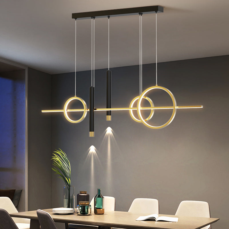 Luce a sospensione dell'isola a LED lineare in alluminio in moderna luce del soffitto in ferro battuto in stile creativo con ombra acrilica