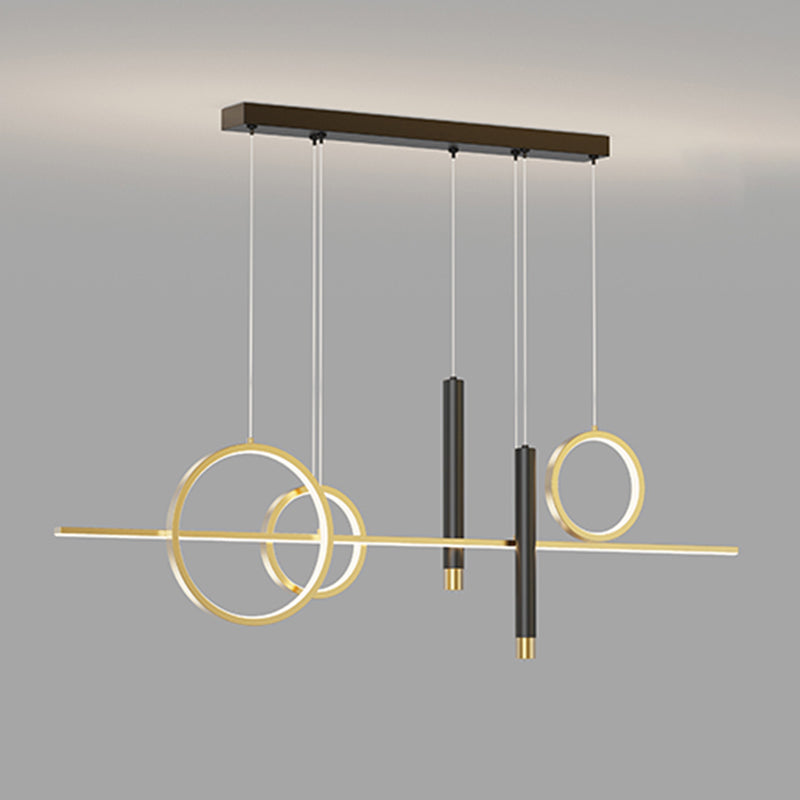 Luce a sospensione dell'isola a LED lineare in alluminio in moderna luce del soffitto in ferro battuto in stile creativo con ombra acrilica