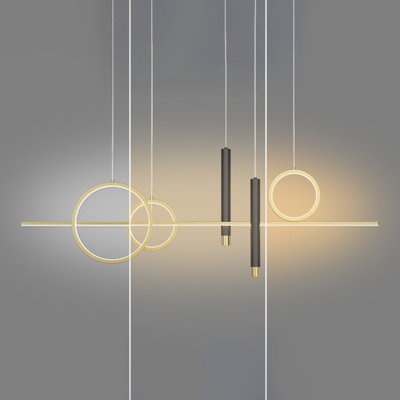 Luce a sospensione dell'isola a LED lineare in alluminio in moderna luce del soffitto in ferro battuto in stile creativo con ombra acrilica