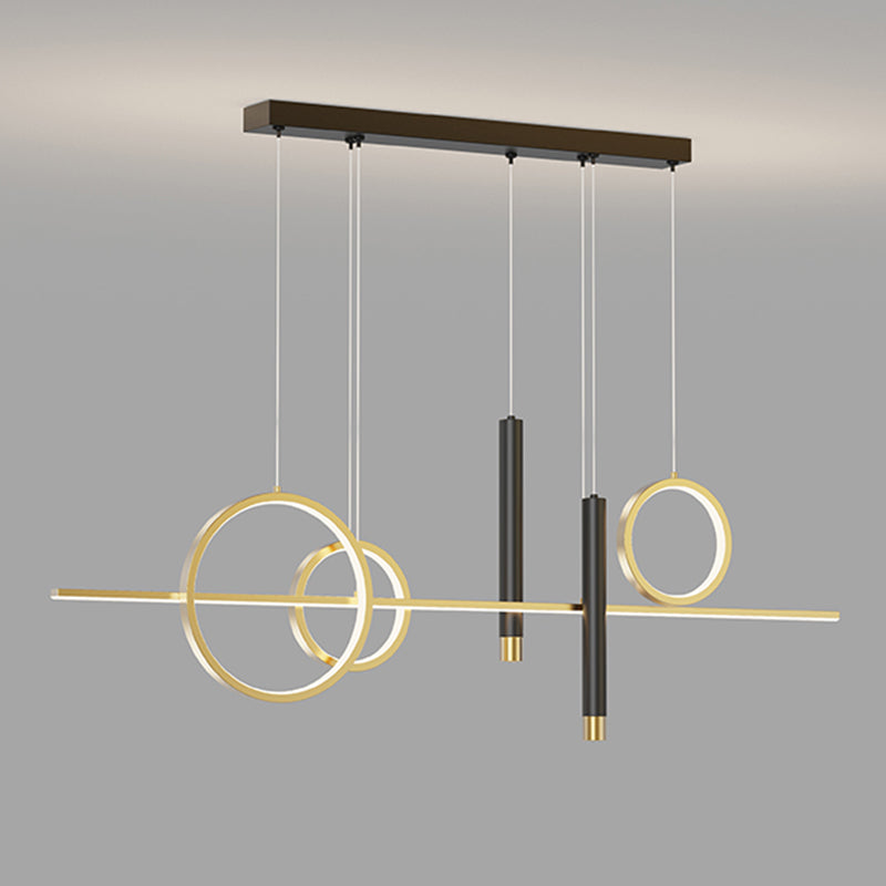 Luce a sospensione dell'isola a LED lineare in alluminio in moderna luce del soffitto in ferro battuto in stile creativo con ombra acrilica