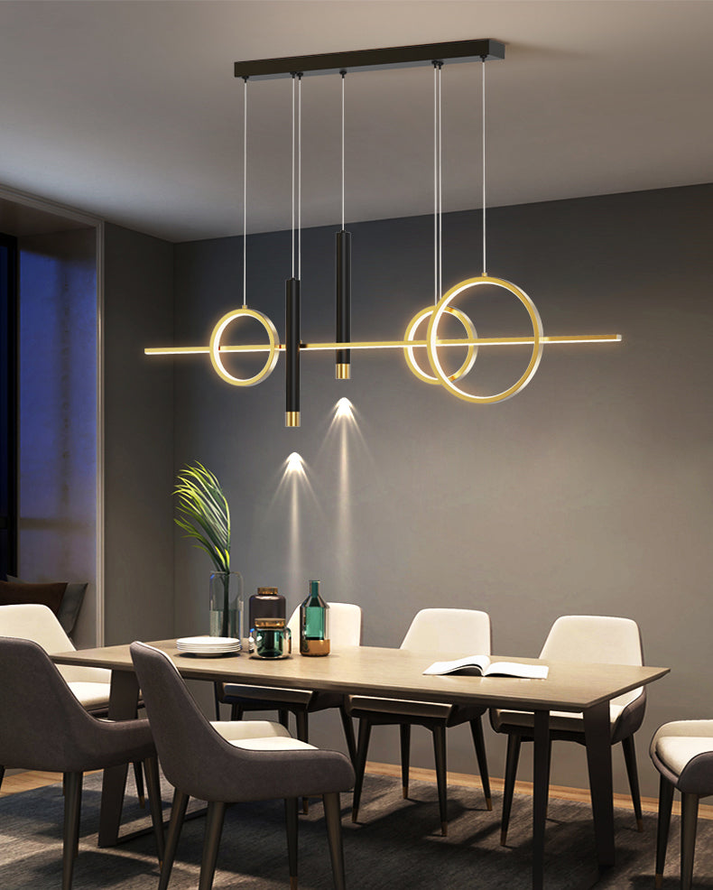 Luce a sospensione dell'isola a LED lineare in alluminio in moderna luce del soffitto in ferro battuto in stile creativo con ombra acrilica