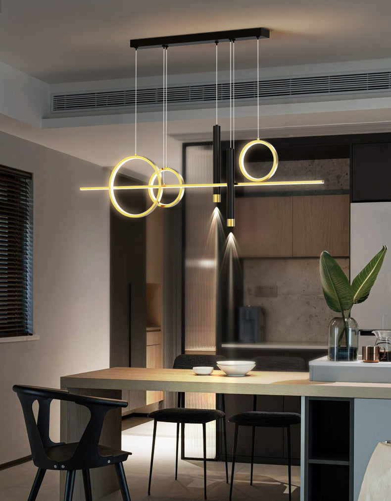 Luce a sospensione dell'isola a LED lineare in alluminio in moderna luce del soffitto in ferro battuto in stile creativo con ombra acrilica