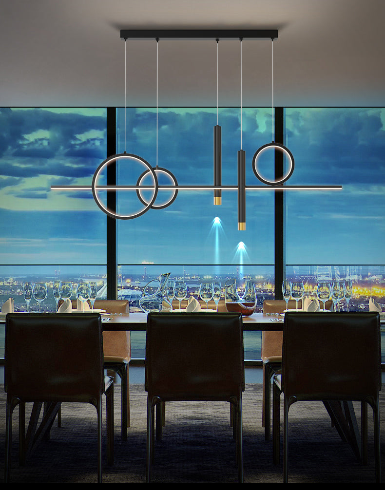 Luce a sospensione dell'isola a LED lineare in alluminio in moderna luce del soffitto in ferro battuto in stile creativo con ombra acrilica