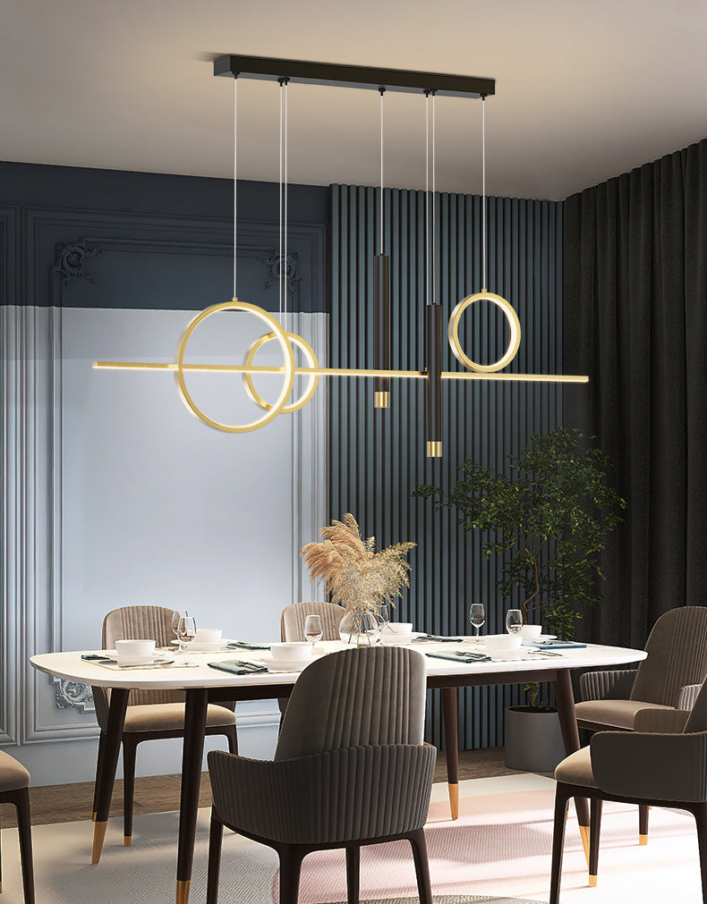 Luce a sospensione dell'isola a LED lineare in alluminio in moderna luce del soffitto in ferro battuto in stile creativo con ombra acrilica