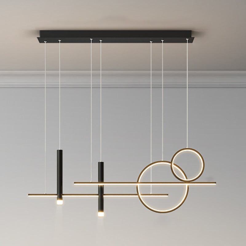 Luce a sospensione dell'isola LED lineare in alluminio in moderna luce del soffitto in ferro battuto in stile creativo con ombra silicone