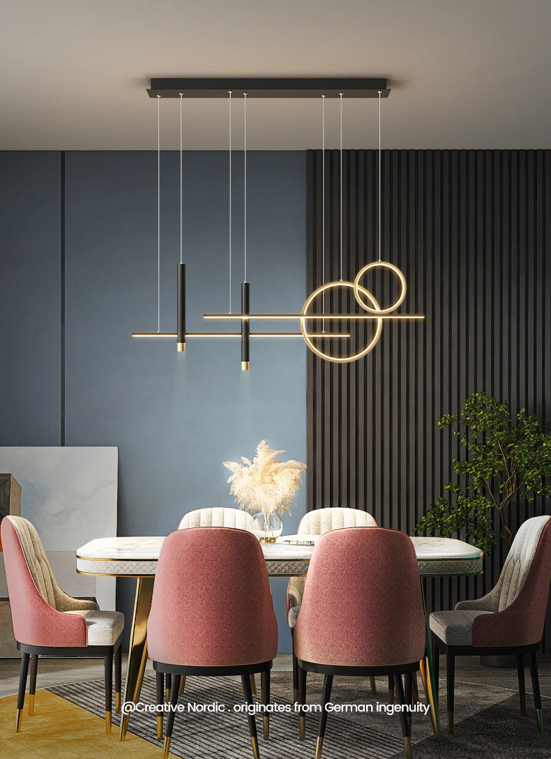 Luce a sospensione dell'isola LED lineare in alluminio in moderna luce del soffitto in ferro battuto in stile creativo con ombra silicone