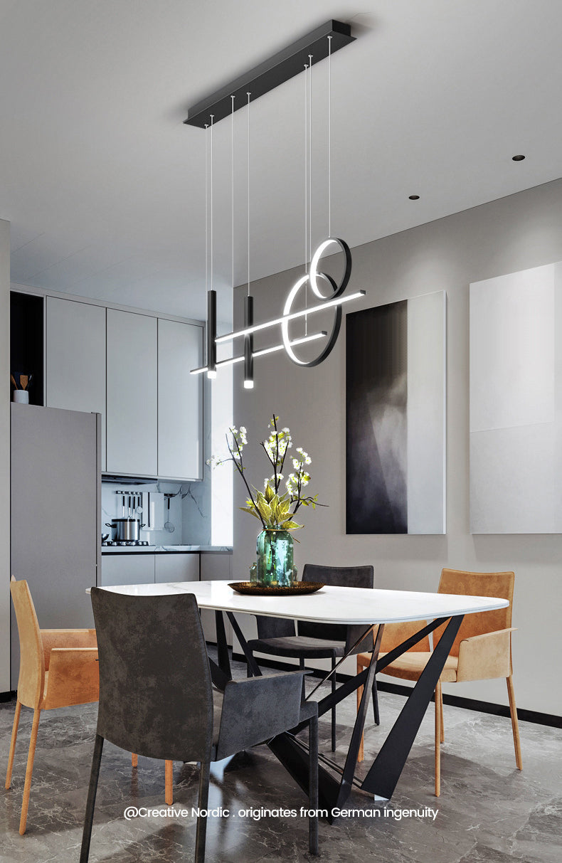 Luce a sospensione dell'isola LED lineare in alluminio in moderna luce del soffitto in ferro battuto in stile creativo con ombra silicone