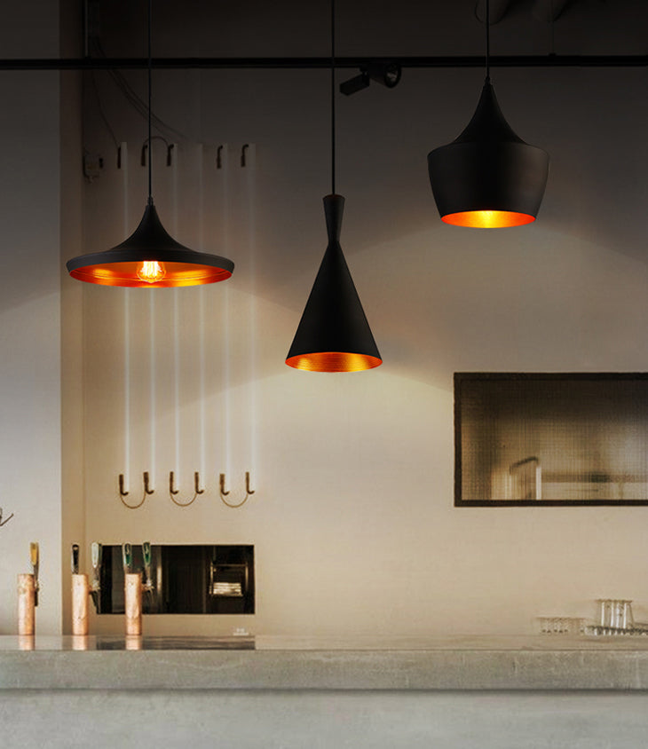 1 Light Schoolhouse Hanging Pendant Lights Industrial Style Metallic Pendant Ceiling Lights