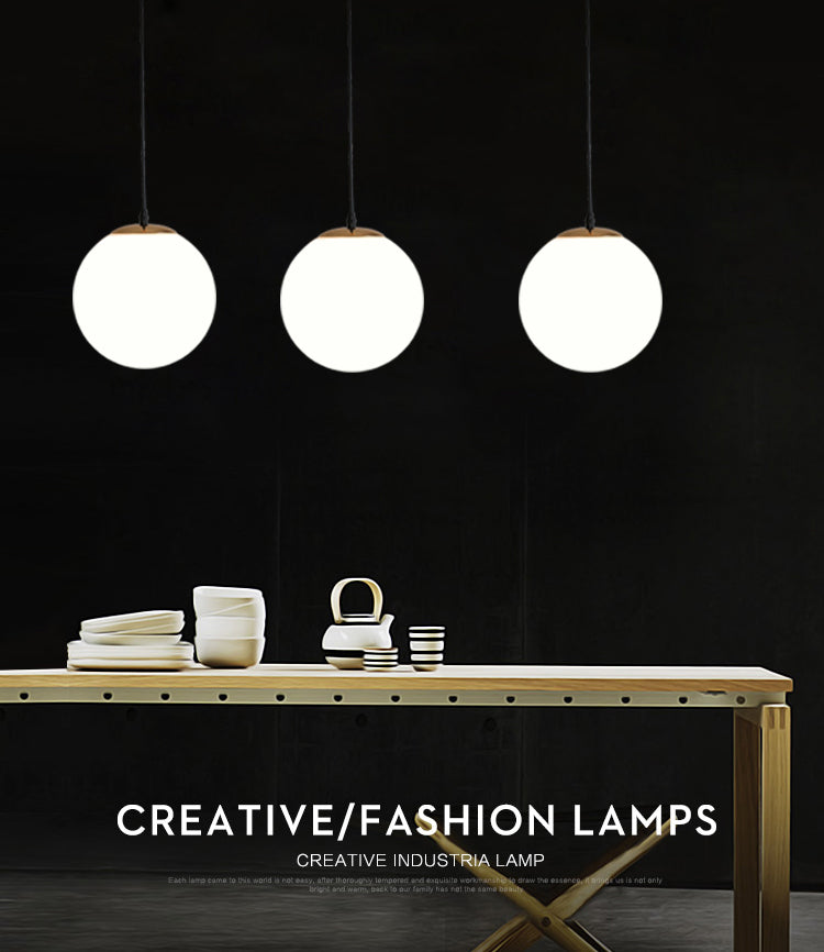 1 globe léger peinnant plafonniers industriels en verre de lait en verre pendant luminaires pour le restaurant