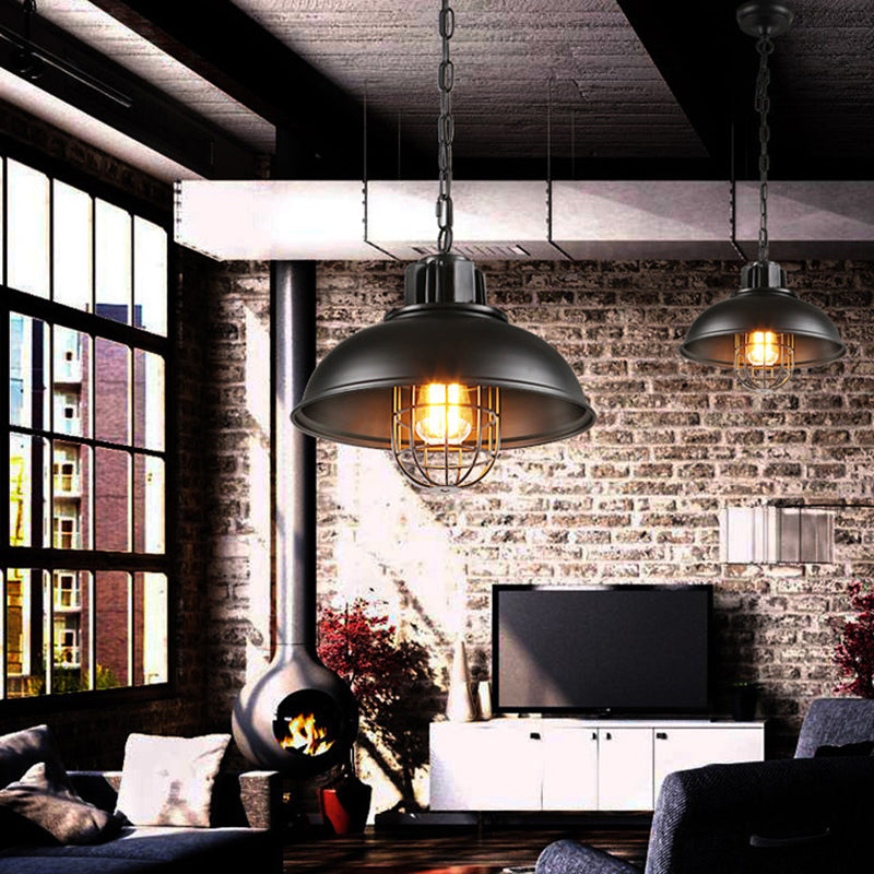 1 Light Dome Light Light Metal Industrial Metal Light con cordón colgante para restaurante