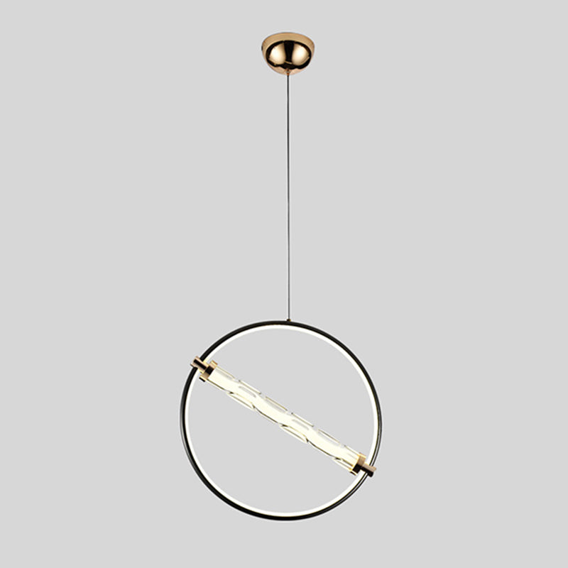 Eenvoud cirkelvormige led hanger helder gekabbel glazen eetkamer hangend licht in zwart