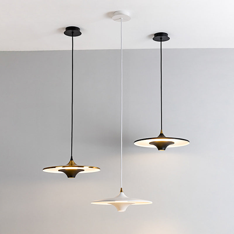 Flying Saucer Bedside Suspension Light Metallic 1 Bulb Minimalist LED Pendant Lamp
