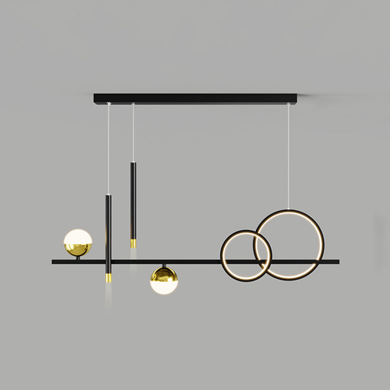 Luce a sospensione lineare dell'isola lineare in alluminio in moderna luce del soffitto in ferro battuto in stile nordico con ombra acrilica