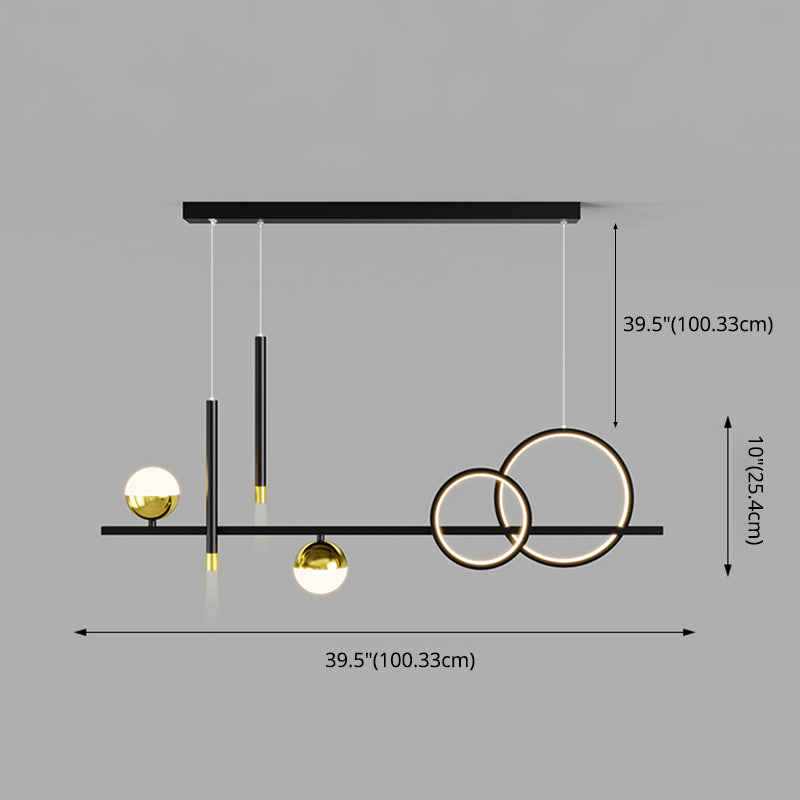 Luce a sospensione lineare dell'isola lineare in alluminio in moderna luce del soffitto in ferro battuto in stile nordico con ombra acrilica