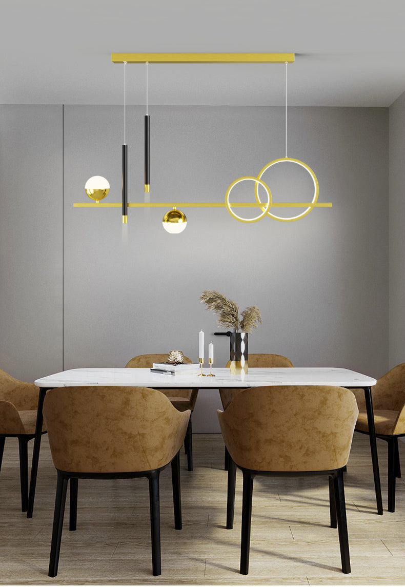 Luce a sospensione lineare dell'isola lineare in alluminio in moderna luce del soffitto in ferro battuto in stile nordico con ombra acrilica