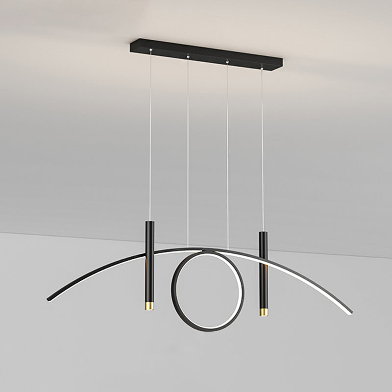 Luce isola a led in ferro battuto in moderna luce a sospensione lineare acrilica per sala da pranzo