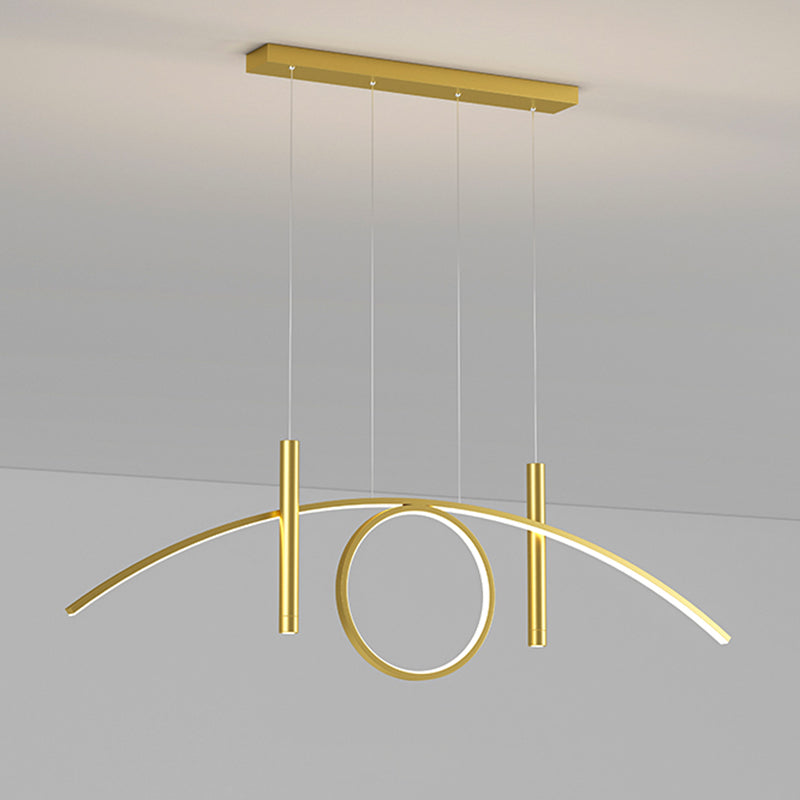 Luce isola a led in ferro battuto in moderna luce a sospensione lineare acrilica per sala da pranzo