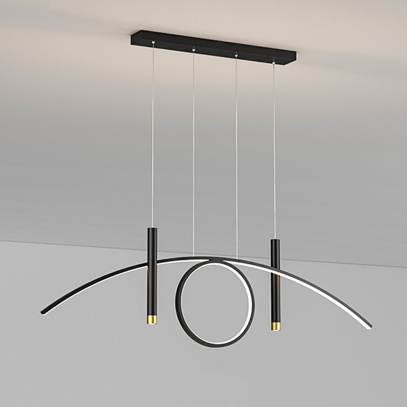 Luce isola a led in ferro battuto in moderna luce a sospensione lineare acrilica per sala da pranzo