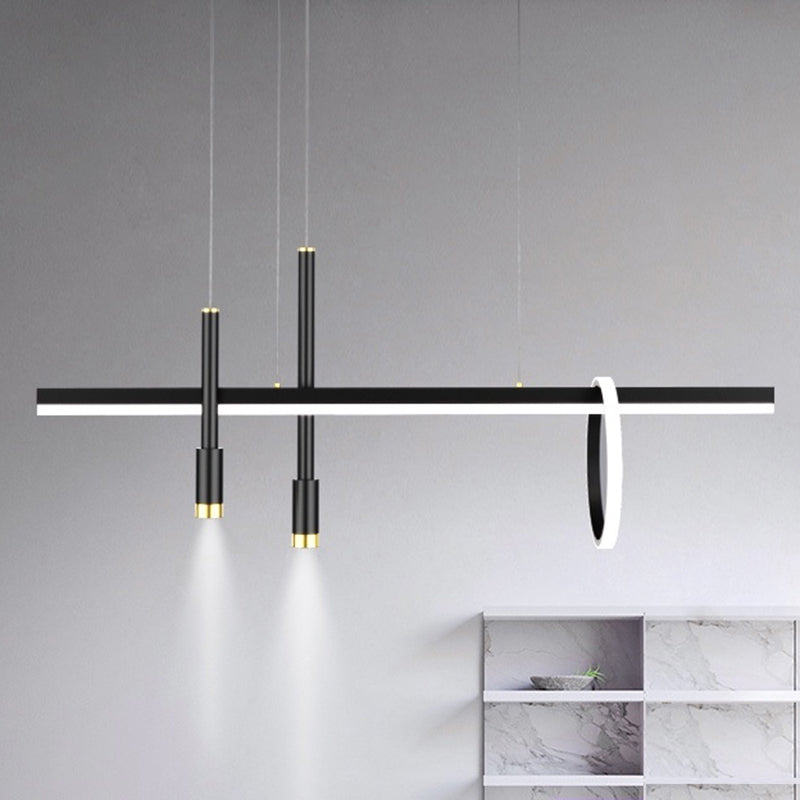 Luce a ciondolo a LED LED LINEAR BLACE Light a soffitto in ferro battuto in stile moderno con tonalità in alluminio