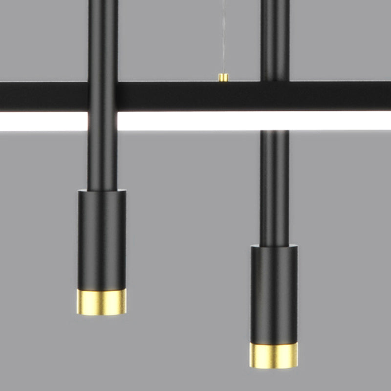 Luce a ciondolo a LED LED LINEAR BLACE Light a soffitto in ferro battuto in stile moderno con tonalità in alluminio